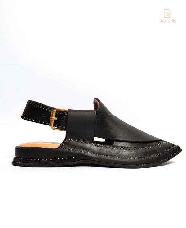 AA Double Sole Black Zalmi Peshawar Chappal Leather Handmade
